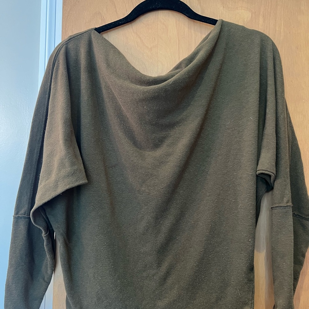 We The Free Off-the-Shoulder Olive Sweater